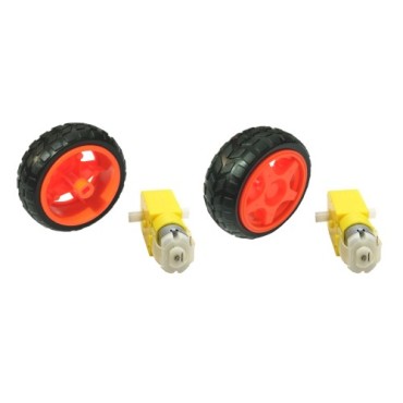 DC BO Dual shaft Gear Motor with Wheels for Smart Car Robot [2 Pieces]
